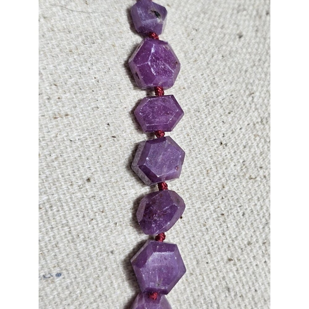 Purple Amethyst Faceted Nugget Bead Necklace Natural Gemstone Boho Statement. - Picture 5 of 7